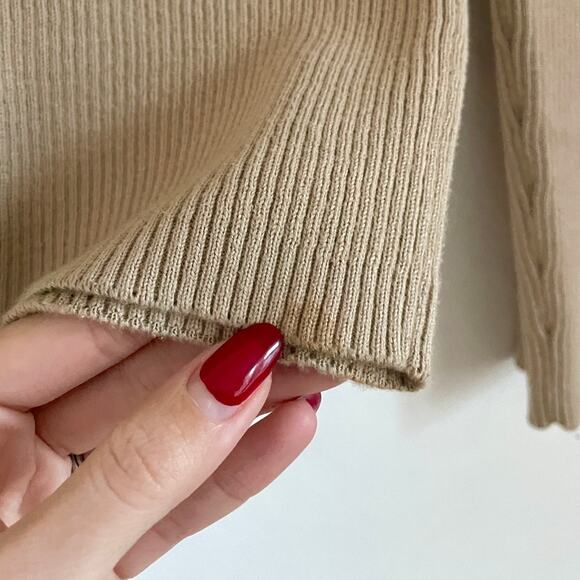 Bay Studio – 90s Y2K Tan Rib Knit V-Neck Pullover Sweater - Picture 6 of 7